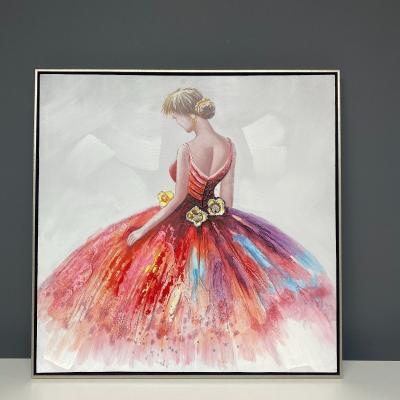 Pagazzi Ballerina Painted Canvas with Silver Frame 90x90