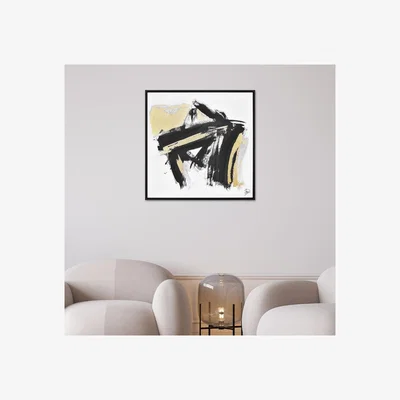 Pagazzi Between Layers I Black & Gold Abstract Wall Art with Black Frame