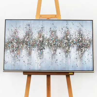 Pagazzi Transition Abstract Grey Canvas with Brushed Silver Frame 60x100cm