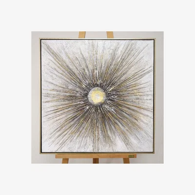 Pagazzi Moonrays Gold Cavas With Gold Frame 80x80cm