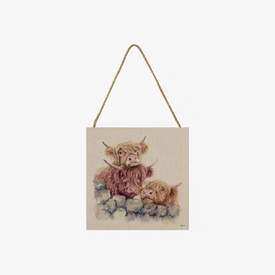 Pagazzi Highland Cow Neighbourhood Watch Small Wooden Hanging Block