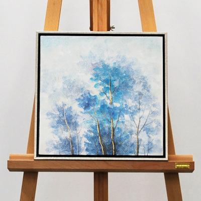 Pagazzi Small Tree Haze Powder Blue Canvas with Brushed Silver Frame 40x40cm
