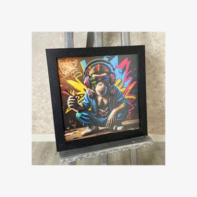 Pagazzi Hipster Monkey Wall Art with Black Frame