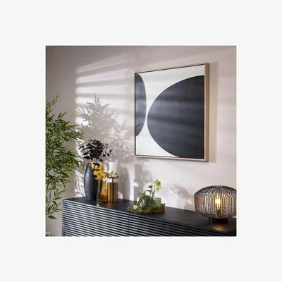 Quatropi Square Abstract Framed Wall Artwork Black & White 80x80cm
