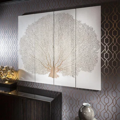 Quatropi Large Wall Art Artwork Hand Carved into Wood White Oak Tree 1.5x1.8mtr