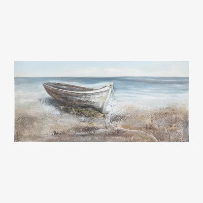 The Range Seashore Boat Embellished Canvas