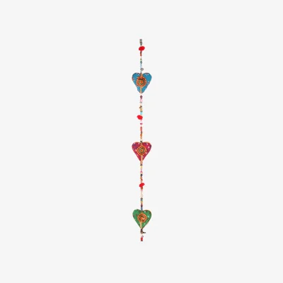 The Range Multicolored Hanging Hearts with Bell - Handmade Decor String - Multi