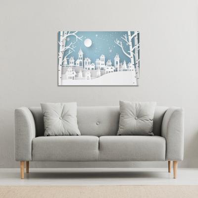 The Range Winter Snow Urban Countryside Gallery Canvas - Blue / 51cm / 77cm