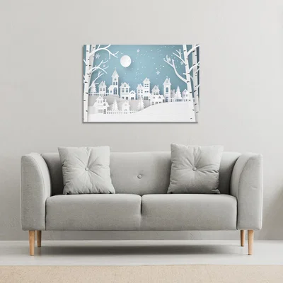The Range Winter Snow Urban Countryside Gallery Canvas - Blue / 51cm / 77cm