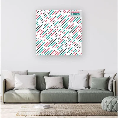 The Range Overlapping Coloured Diagonal Lines Canvas Print - Pink / Small