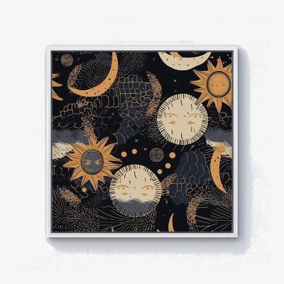 The Range Gold Sun and Moon Canvas Print - Yellow / 25.4cm / White Frame
