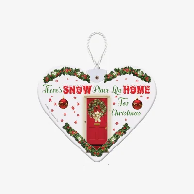 The Range Christmas Snow Place Like Home Heart Shaped Hanging Plaque - Multi