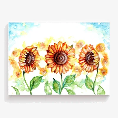 The Range Full Bloom Watercolour Wall Canvas - Yellow / 32 x 24in