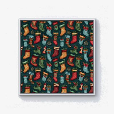 The Range Christmas Stockings Canvas Print - Green / White Frame / 25.4cm