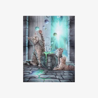 The Range Lisa Parker Hubble Bubble Cat Canvas Plaque - Magical Home Decor - Cream