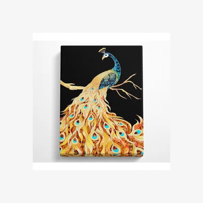 The Range Colourful Peacock Canvas Print - Black / 50.8cm