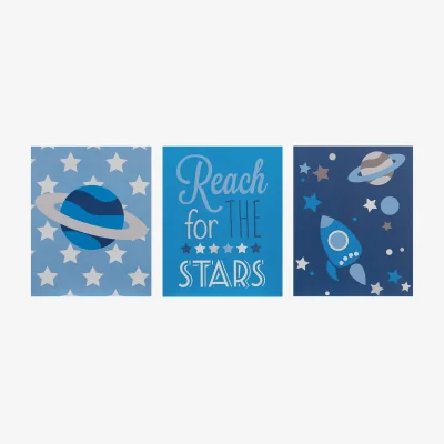 The Range Kids Set of 3 Reach For The Stars Wall Plaques - Blue