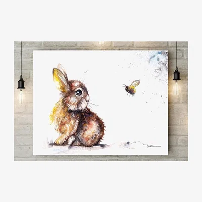 The Range Rabbit and Bee Canvas - Brown / 30cm