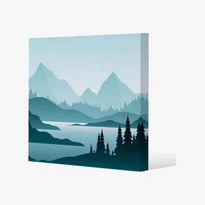 The Range abstract mountain landscape Canvas Print - Blue / 101cm