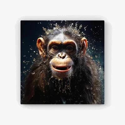 The Range Realistic Monkey Face Splashart Canvas Print - Black / 40.6cm