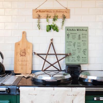 The Range Kitchen Witchery Wooden Wall Plaque - Green