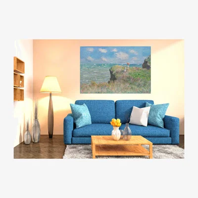 The Range Claude Monet - Cliff Walk At Pourville,  Canvas print - Blue / 61cm / 91cm