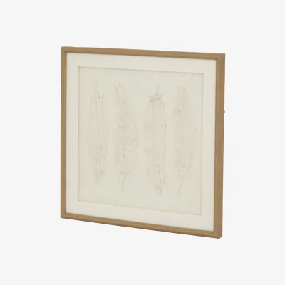 The Range Alta White Feathers Wall Art in Beaded Frame - Modern Decor Piece - White
