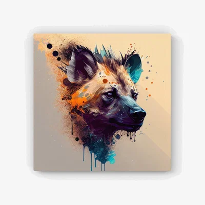 The Range Hyena Face Splashart Light Background HD Metal Print - Brown / 56cm
