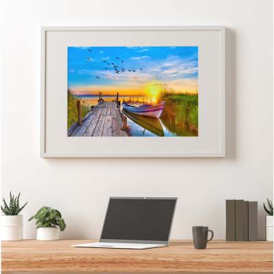The Range Sunset Of Colours At The Lake Art Print - Yellow / 84.1cm
