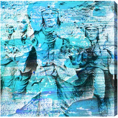 The Range London Battle of Britain Men Marching Graphic Art Wrapped on Canvas - Blue / 61cm