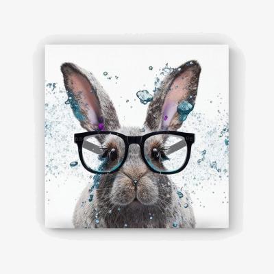 The Range Rabbit With Glasses Splashart HD Metal Print - Grey / 40cm