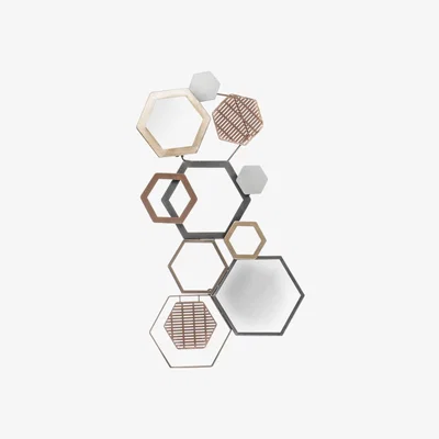 The Range Hexagonal Metal and Mirrored Wall Art