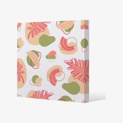 The Range botanical elements with line art Canvas Print - Pink / 90cm