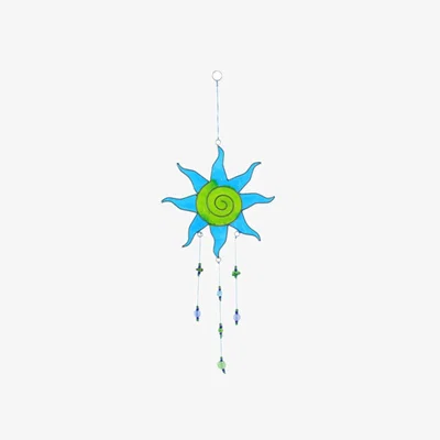 The Range Blue  Green Sun Catcher with Glass Beads - Ethically Sourced Outdoor Decor - Blue