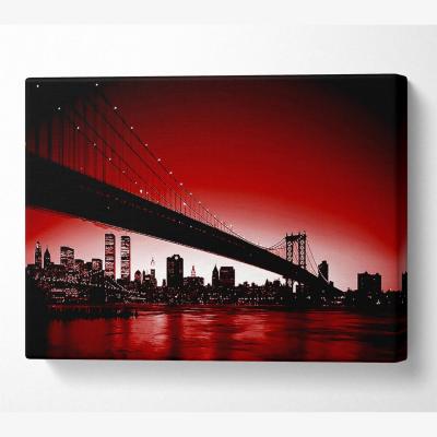 The Range New York City Afar Red Canvas Print Wall Art - Yellow / 50.8cm