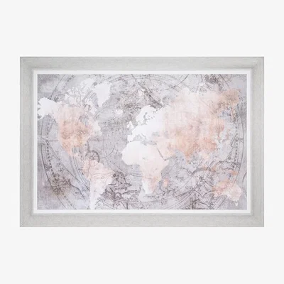 The Range Framed Blush Pink Celestial World Map