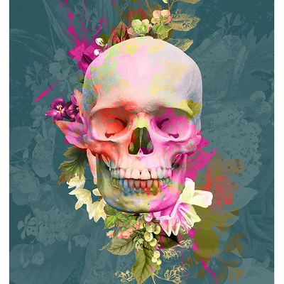The Range Skull Digital Artwork - White