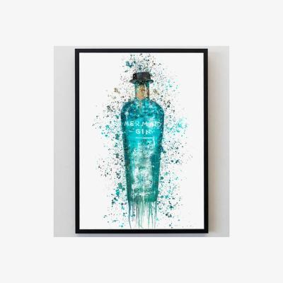 The Range Green Mermaid Gin Bottle Splatter Print - Green / A5