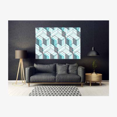 The Range 'Cubes' Graphic Art Print on Canvas - Blue / 31cm / 41cm