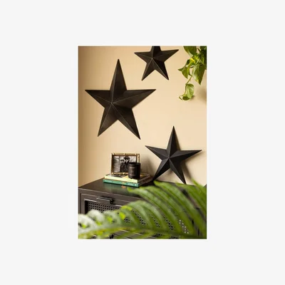 Rockett St George Set Of 3 Black Metal Stars