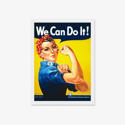 The Range War Advert Rosie Riveter WW2 We Can Do It Women USA Art Framed Wall Art Print A4 - White