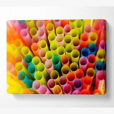 The Range Colourful Straws Canvas Print Wall Art - Yellow / 35.56cm