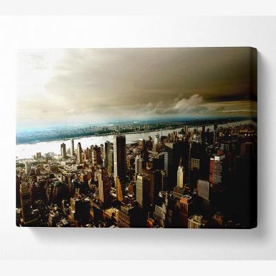 The Range New York City Island Waters Canvas Print Wall Art - Yellow / 66.04cm