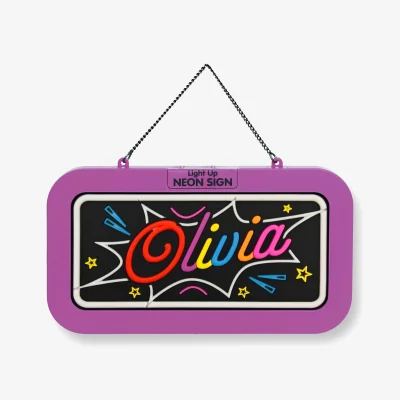 The Range Olivia Pre-personalised Light-Up Neon Bedroom Sign - Pink