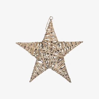 The Range Large Antique Wash Woven Wicker Star - Grey Brown