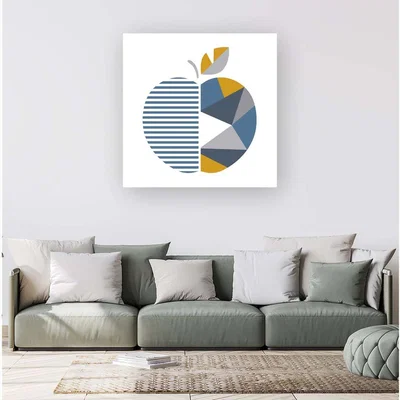 The Range Geometric Apple Canvas Print - Blue / Large