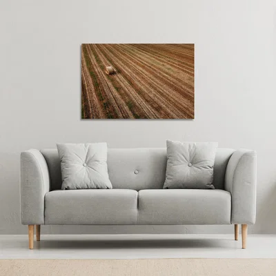 The Range Aerial view of hay bale fields Canvas Print - Brown / 31cm / 41cm