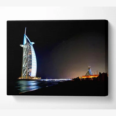 The Range Dubai Ocean Nights Canvas Print Wall Art - Yellow / 81.28cm