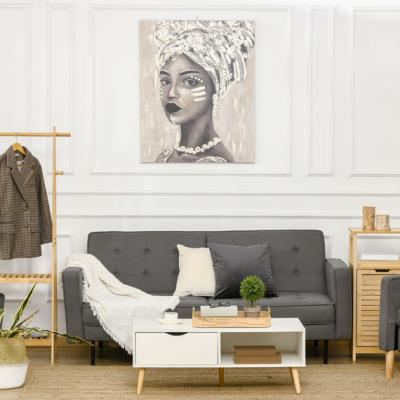 The Range Hand-Painted Canvas Wall Art Woman in African Attire - Gold-tone, grey
