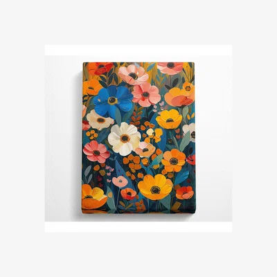 The Range Bright Flower Meadow Canvas Print - Black / 50.8cm